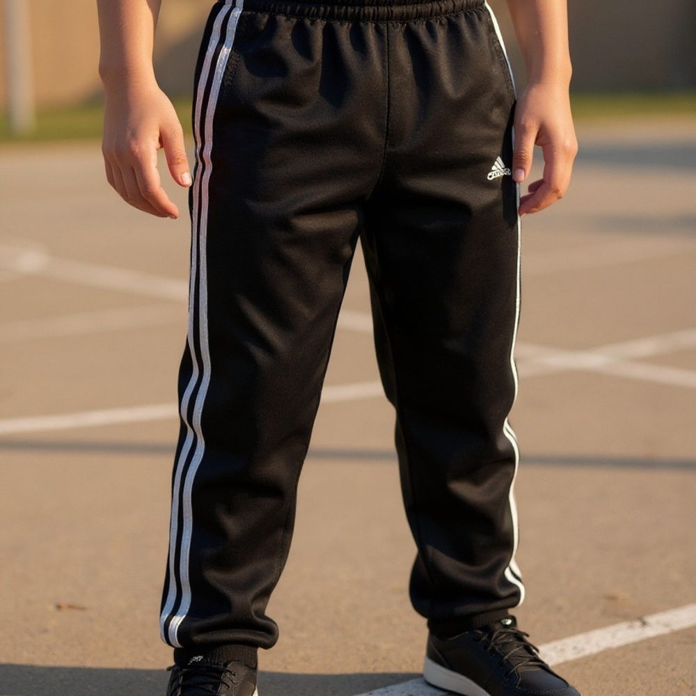 Adidas Kids Black Sweatpants with White Accents